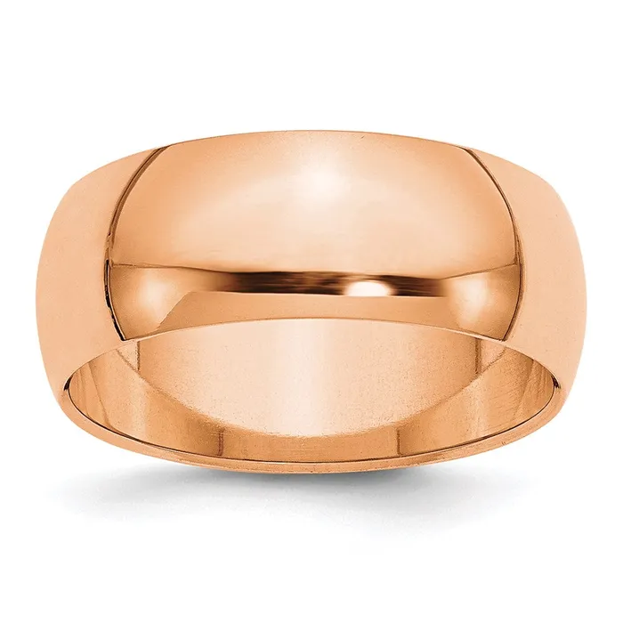 Rings Solid 14K Yellow Gold Rose Gold 8mm HalfRound Wedding MensWomens Wedding Band Ring Size 11 Goldia