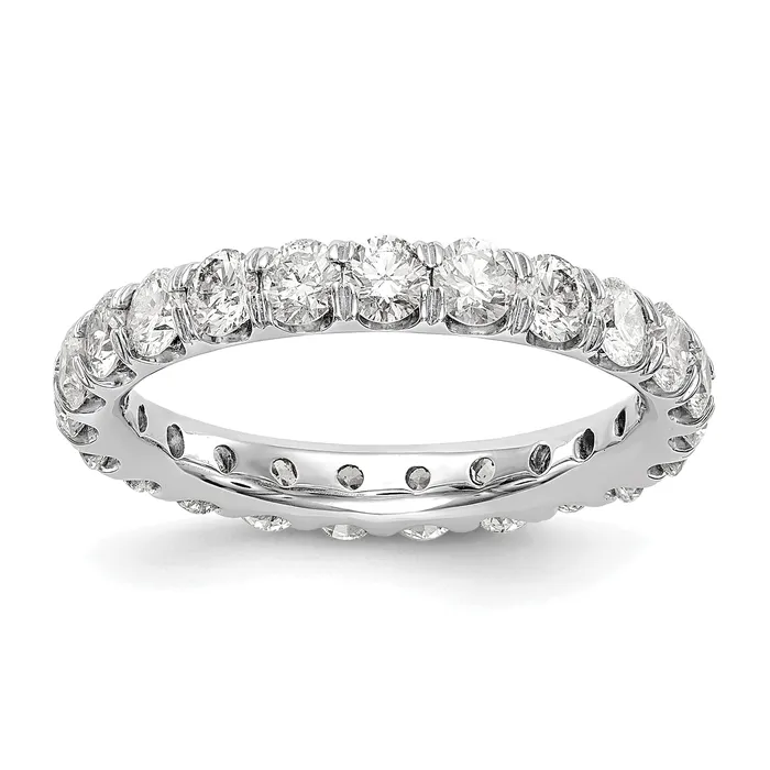 Rings Solid Real 14k White Gold Polished U Shared Prong 3ct CZ Eternity Wedding Band Ring Goldia Rings Solid Real 14k White Gold Polished U Shared Prong 3ct CZ Eternity Wedding Band Ring Goldia