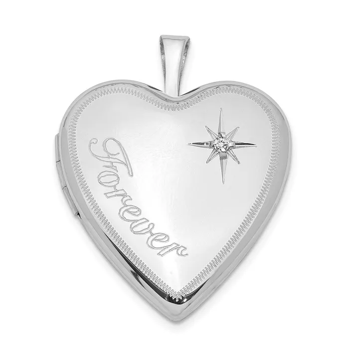 Rings Sterling Silver Rhodiumplated 20mm Forever with Diamond Star Heart Locket Goldia Rings Sterling Silver Rhodiumplated 20mm Forever with Diamond Star Heart Locket Goldia