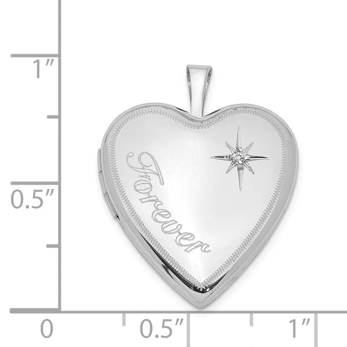 Rings Sterling Silver Rhodiumplated 20mm Forever with Diamond Star Heart Locket Goldia