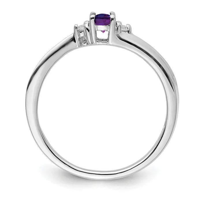 Rings Sterling Silver Rhodiumplated AmethystDiamond Birthstone Ring Goldia