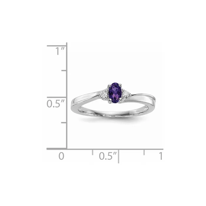 Rings Sterling Silver Rhodiumplated AmethystDiamond Birthstone Ring Goldia