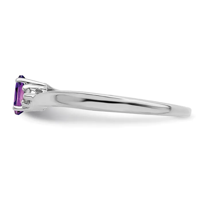 Rings Sterling Silver Rhodiumplated AmethystDiamond Birthstone Ring Goldia