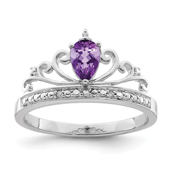 Rings Sterling Silver Rhodium Plated Diamond u0026 Amethyst Teardrop Ring Goldia Rings Sterling Silver Rhodium Plated Diamond u0026 Amethyst Teardrop Ring Goldia
