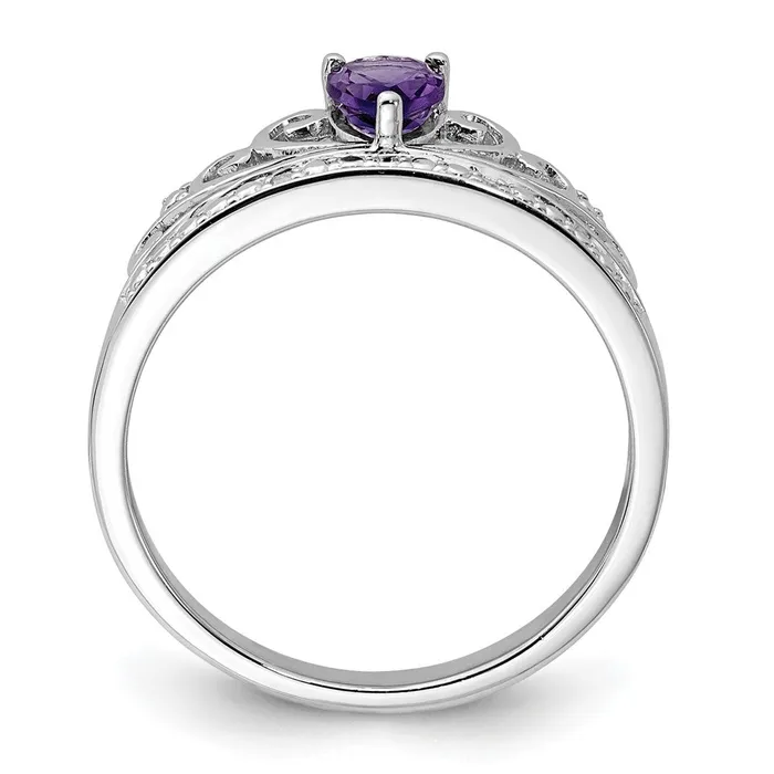 Rings Sterling Silver Rhodium Plated Diamond u0026 Amethyst Teardrop Ring Goldia