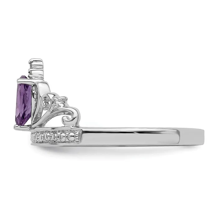 Rings Sterling Silver Rhodium Plated Diamond u0026 Amethyst Teardrop Ring Goldia
