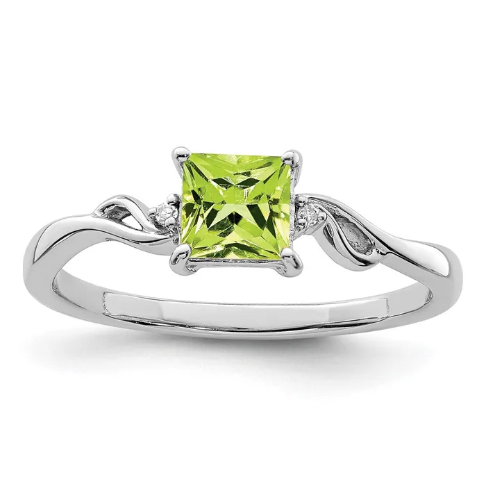 Rings Sterling Silver Rhodium Plated Diamond u0026 Peridot Square Ring Goldia Rings Sterling Silver Rhodium Plated Diamond u0026 Peridot Square Ring Goldia