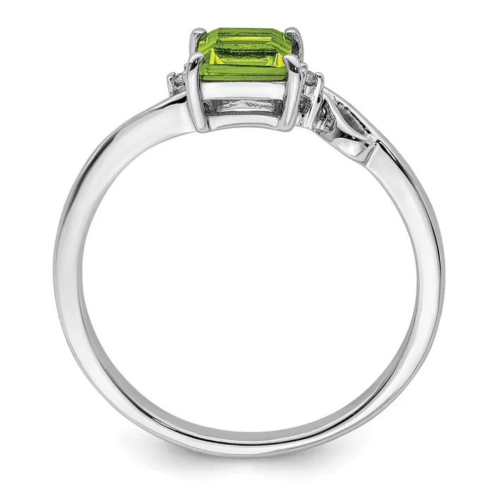 Rings Sterling Silver Rhodium Plated Diamond u0026 Peridot Square Ring Goldia