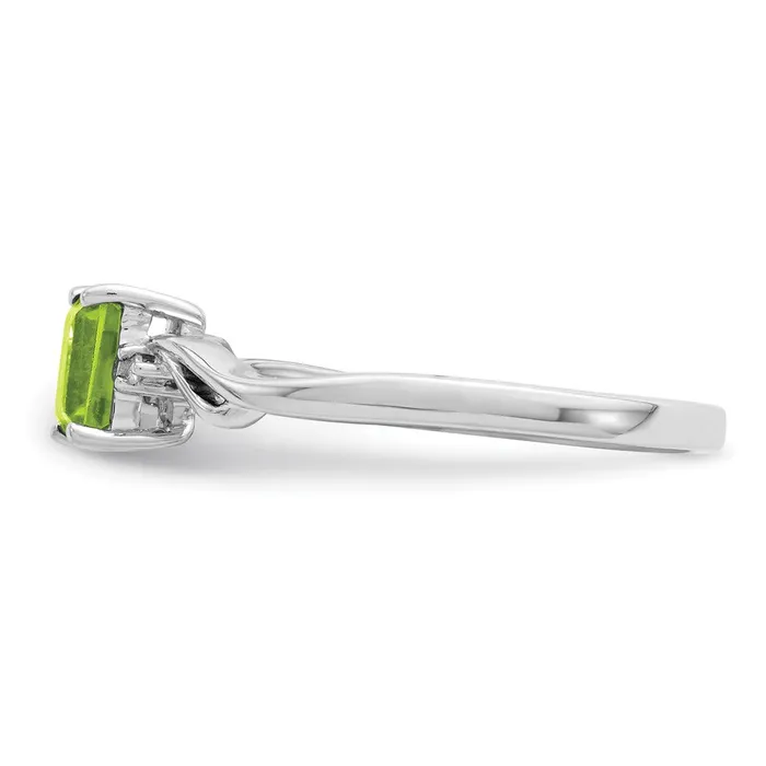 Rings Sterling Silver Rhodium Plated Diamond u0026 Peridot Square Ring Goldia