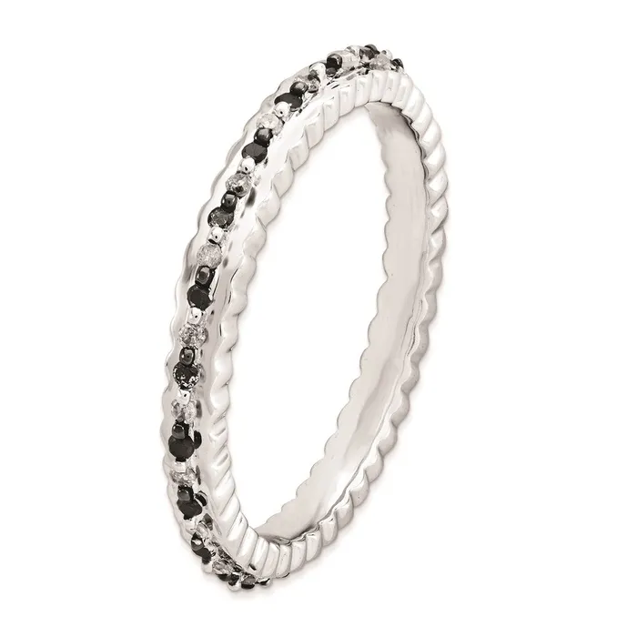 Rings Sterling Silver Stackable Expressions Black u0026 White Diamond Ring Goldia