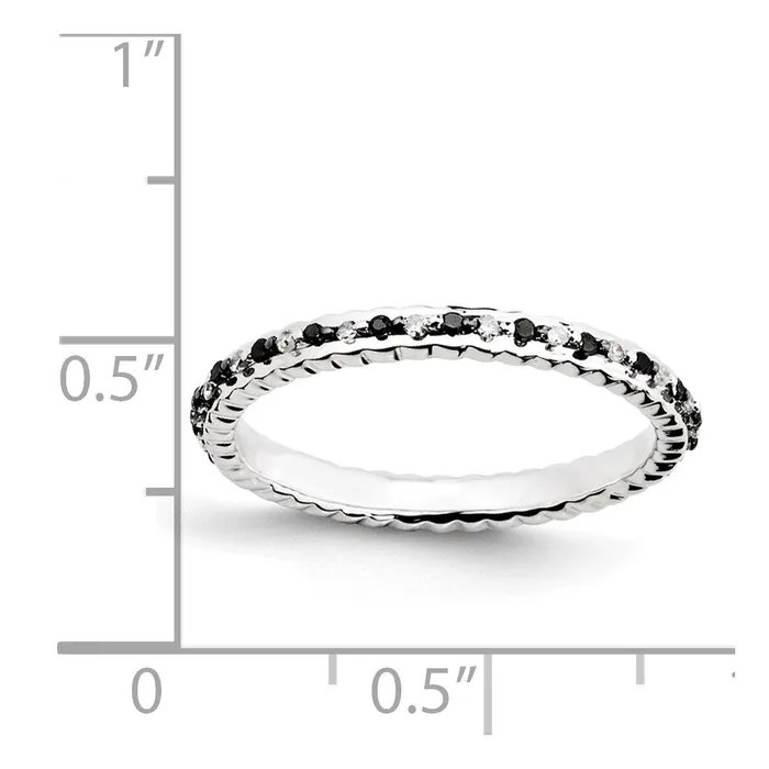 Rings Sterling Silver Stackable Expressions Black u0026 White Diamond Ring Goldia
