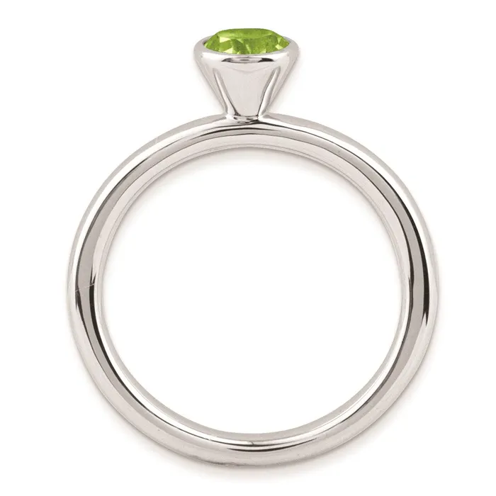 Rings Sterling Silver Stackable Expressions High 5mm Round Peridot Ring Goldia