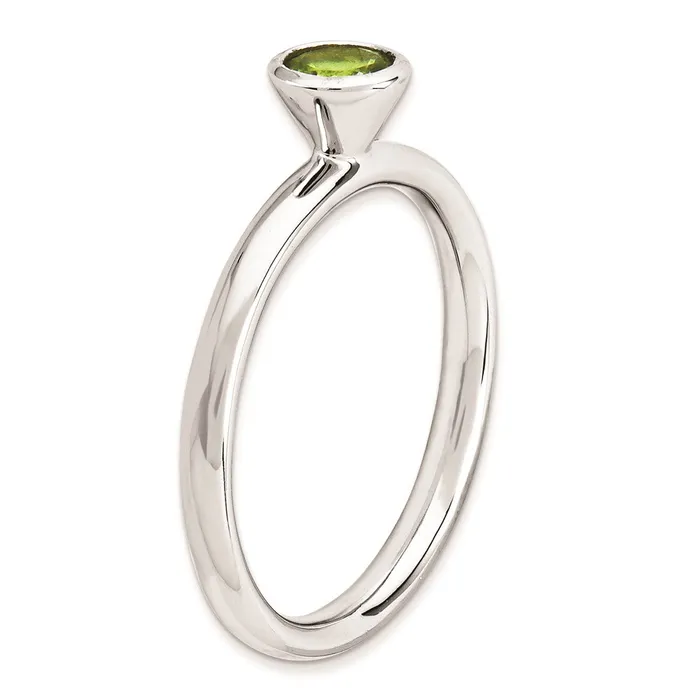 Rings Sterling Silver Stackable Expressions High 5mm Round Peridot Ring Goldia