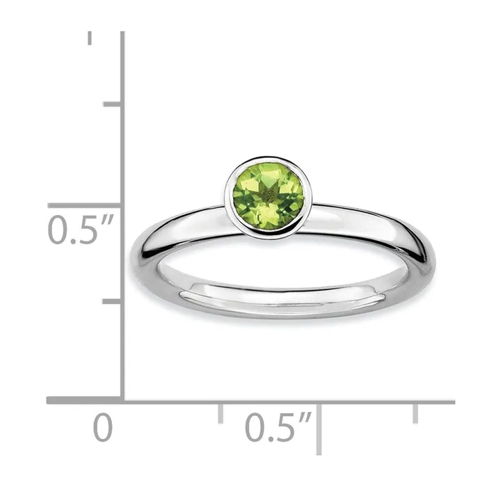 Rings Sterling Silver Stackable Expressions High 5mm Round Peridot Ring Goldia
