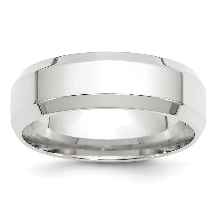 Solid 10K White Gold 7mm Bevel Edge Comfort Fit MensWomens Wedding Band Ring Size 5 Goldia Rings Solid 10K White Gold 7mm Bevel Edge Comfort Fit MensWomens Wedding Band Ring Size 5 Goldia Rings