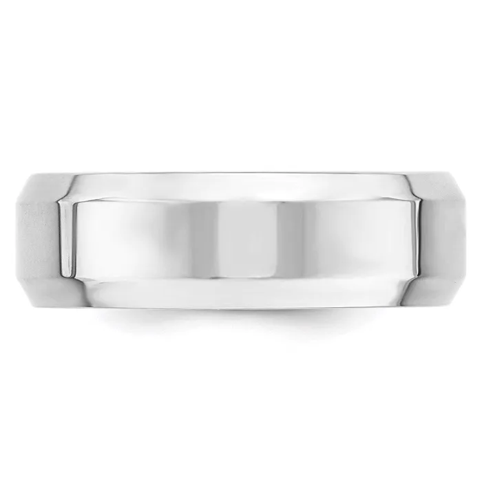 Solid 10K White Gold 7mm Bevel Edge Comfort Fit MensWomens Wedding Band Ring Size 5 Goldia Rings Solid 10K White Gold 7mm Bevel Edge Comfort Fit MensWomens Wedding Band Ring Size 5 Goldia Rings