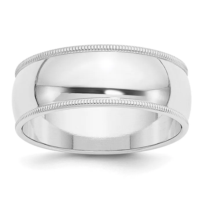 Solid 10K White Gold 8mm Milgrain Half Round MensWomens Wedding Band Ring Size 10 Goldia Rings Solid 10K White Gold 8mm Milgrain Half Round MensWomens Wedding Band Ring Size 10 Goldia Rings
