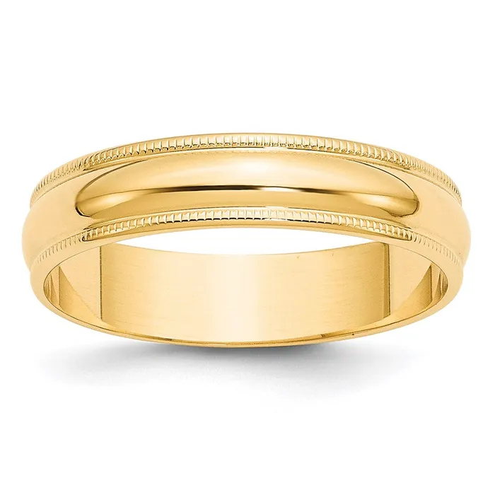 Solid 10K Yellow Gold 5mm Light Weight Milgrain Half Round MensWomens Wedding Band Ring Size 75 Goldia Rings Solid 10K Yellow Gold 5mm Light Weight Milgrain Half Round MensWomens Wedding Band Ring Size 75 Goldia Rings