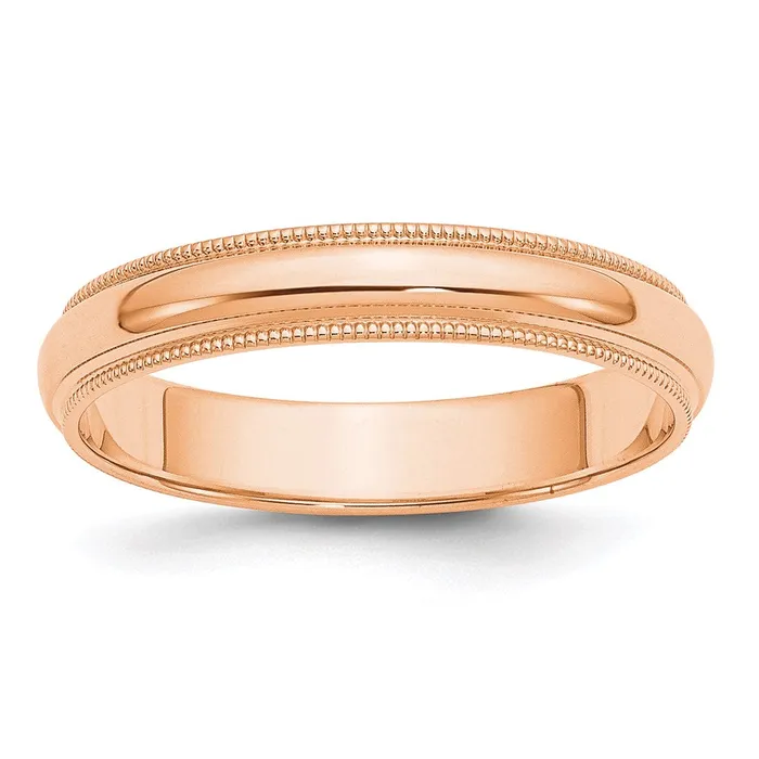 Solid 10K Yellow Gold Rose Gold 4mm Milgrain Half Round MensWomens Wedding Band Ring Size 125 Goldia Rings Solid 10K Yellow Gold Rose Gold 4mm Milgrain Half Round MensWomens Wedding Band Ring Size 125 Goldia Rings