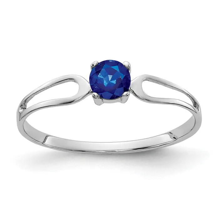 Solid 14k White Gold 4mm Simulated Sapphire Ring Goldia Rings