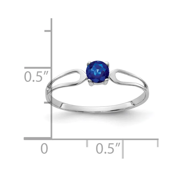 Solid 14k White Gold 4mm Simulated Sapphire Ring Goldia Rings