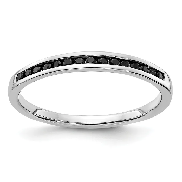 Solid 14k White Gold BlacK Simulated CZ Channel Band Goldia Rings