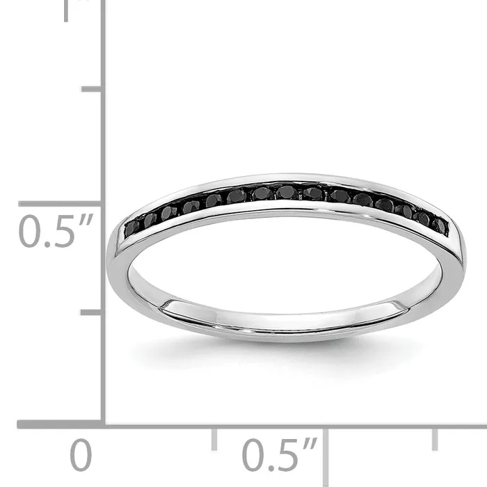 Solid 14k White Gold BlacK Simulated CZ Channel Band Goldia Rings
