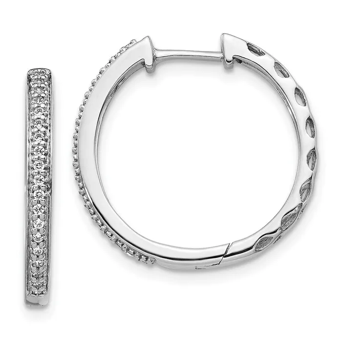 Solid 14k White Gold Simulated CZ 2mm Hinged Hoop Earrings Goldia Earrings Solid 14k White Gold Simulated CZ 2mm Hinged Hoop Earrings Goldia Earrings