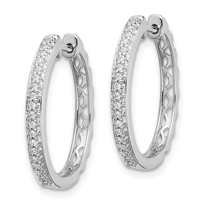 Solid 14k White Gold Simulated CZ 2mm Hinged Hoop Earrings Goldia Earrings