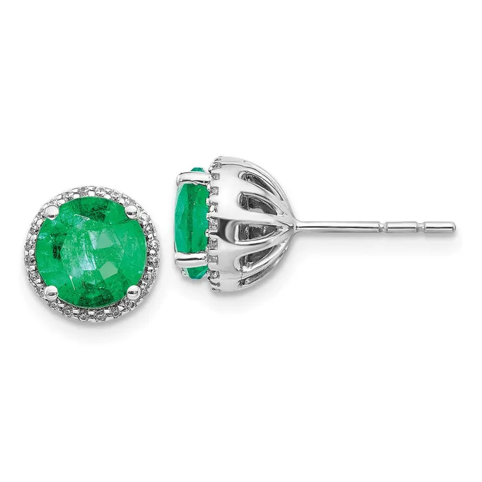 Solid 14k White Gold Simulated CZ and Emerald Post Earrings Goldia Earrings Solid 14k White Gold Simulated CZ and Emerald Post Earrings Goldia Earrings