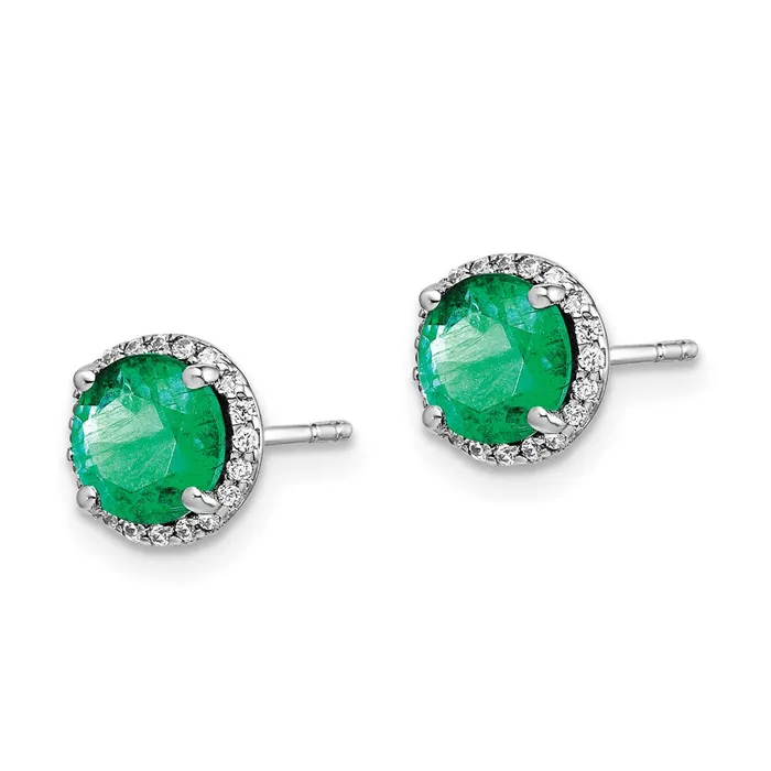 Solid 14k White Gold Simulated CZ and Emerald Post Earrings Goldia Earrings Solid 14k White Gold Simulated CZ and Emerald Post Earrings Goldia Earrings