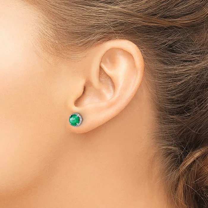 Solid 14k White Gold Simulated CZ and Emerald Post Earrings Goldia Earrings Solid 14k White Gold Simulated CZ and Emerald Post Earrings Goldia Earrings
