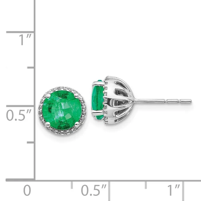 Solid 14k White Gold Simulated CZ and Emerald Post Earrings Goldia Earrings Solid 14k White Gold Simulated CZ and Emerald Post Earrings Goldia Earrings