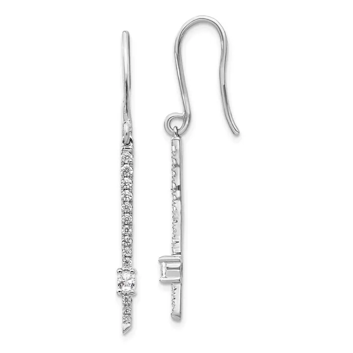Solid 14k White Gold Simulated CZ Fancy Earrings Goldia Earrings