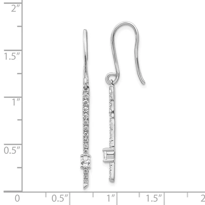 Solid 14k White Gold Simulated CZ Fancy Earrings Goldia Earrings
