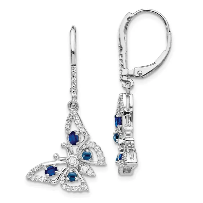 Solid 14k White Gold Simulated CZ SimulatedSimulated Sapphire Butterfly LeverbacK Earrings Goldia Earrings Solid 14k White Gold Simulated CZ SimulatedSimulated Sapphire Butterfly LeverbacK Earrings Goldia Earrings