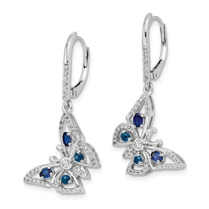 Solid 14k White Gold Simulated CZ SimulatedSimulated Sapphire Butterfly LeverbacK Earrings Goldia Earrings Solid 14k White Gold Simulated CZ SimulatedSimulated Sapphire Butterfly LeverbacK Earrings Goldia Earrings