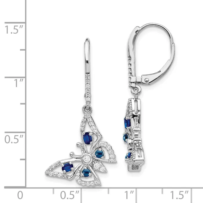 Solid 14k White Gold Simulated CZ SimulatedSimulated Sapphire Butterfly LeverbacK Earrings Goldia Earrings Solid 14k White Gold Simulated CZ SimulatedSimulated Sapphire Butterfly LeverbacK Earrings Goldia Earrings