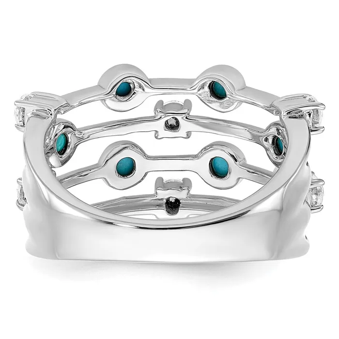 Solid 14k White Gold Simulated Turquoise and Topaz Ring Goldia Rings