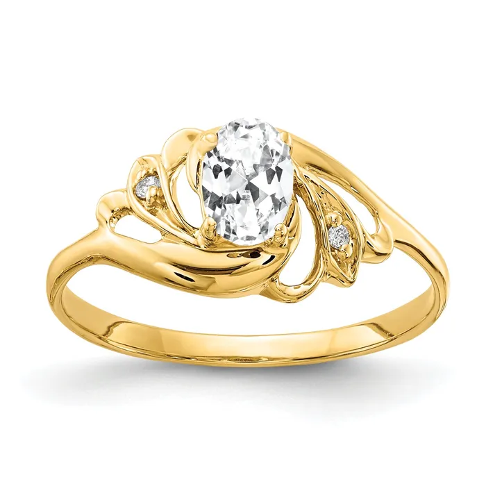 Solid 14k Yellow Gold 6x4mm Oval Cubic Zirconia AA Simulated CZ Ring Goldia Rings