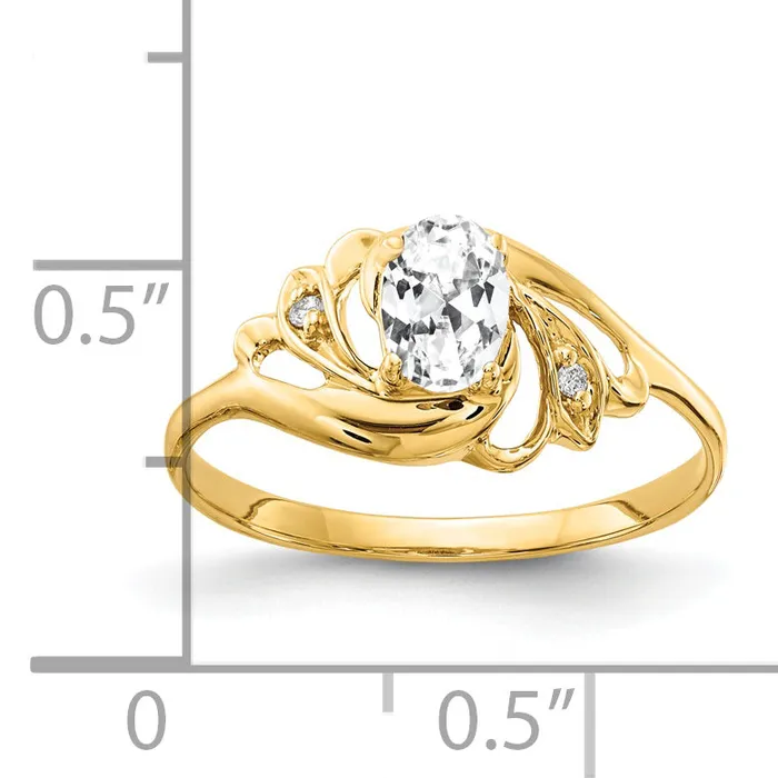 Solid 14k Yellow Gold 6x4mm Oval Cubic Zirconia AA Simulated CZ Ring Goldia Rings