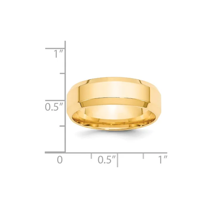 Solid 14K Yellow Gold 7mm Bevel Edge Comfort Fit MensWomens Wedding Band Ring Size 45 Goldia Rings Solid 14K Yellow Gold 7mm Bevel Edge Comfort Fit MensWomens Wedding Band Ring Size 45 Goldia Rings