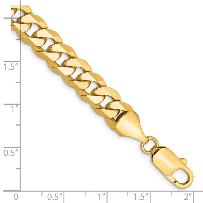Solid 14K Yellow Gold 8 inch 85mm Flat Beveled Curb with Lobster Clasp Bracelet MDS Bracelets Solid 14K Yellow Gold 8 inch 85mm Flat Beveled Curb with Lobster Clasp Bracelet MDS Bracelets