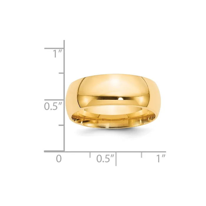 Solid 14K Yellow Gold 8mm Comfort Fit MensWomens Wedding Band Ring Size 7 Goldia Rings Solid 14K Yellow Gold 8mm Comfort Fit MensWomens Wedding Band Ring Size 7 Goldia Rings