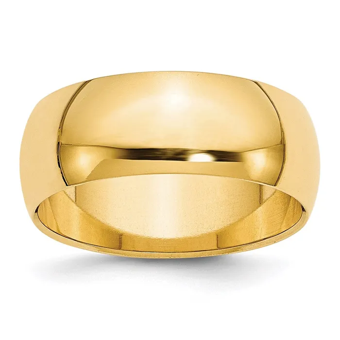 Solid 14K Yellow Gold 8mm HalfRound Wedding MensWomens Wedding Band Ring Size 6 Goldia Rings Solid 14K Yellow Gold 8mm HalfRound Wedding MensWomens Wedding Band Ring Size 6 Goldia Rings