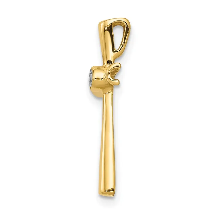 Solid 14k Yellow Gold AA Simulated CZ Cross Pendant Goldia Necklaces
