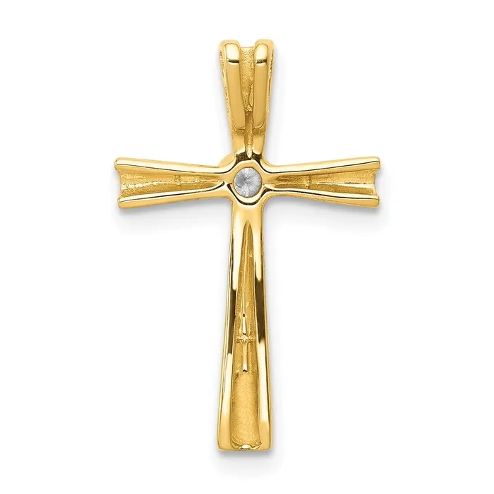 Solid 14k Yellow Gold AA Simulated CZ Cross Pendant Goldia Necklaces