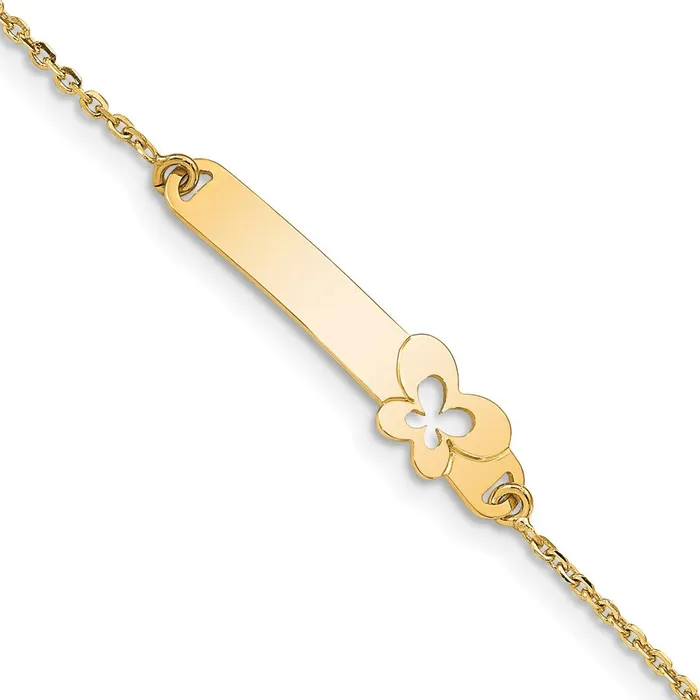Solid 14K Yellow Gold Childrens Polished Flower w1in ext ID Bracelet MDS Bracelets Solid 14K Yellow Gold Childrens Polished Flower w1in ext ID Bracelet MDS Bracelets