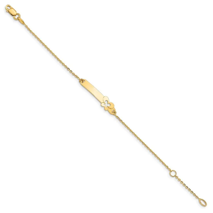 Solid 14K Yellow Gold Childrens Polished Flower w1in ext ID Bracelet MDS Bracelets Solid 14K Yellow Gold Childrens Polished Flower w1in ext ID Bracelet MDS Bracelets