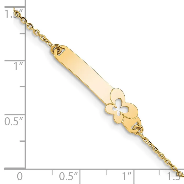 Solid 14K Yellow Gold Childrens Polished Flower w1in ext ID Bracelet MDS Bracelets Solid 14K Yellow Gold Childrens Polished Flower w1in ext ID Bracelet MDS Bracelets